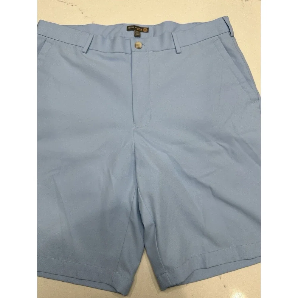 Peter Millar Golf Shorts Mens 35 Blue Wicking Performance Polyester